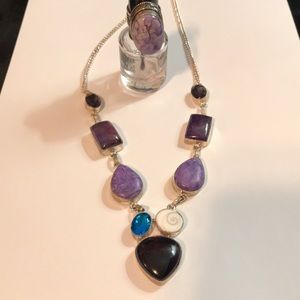 Gorgeous necklace - purple, blue, shell